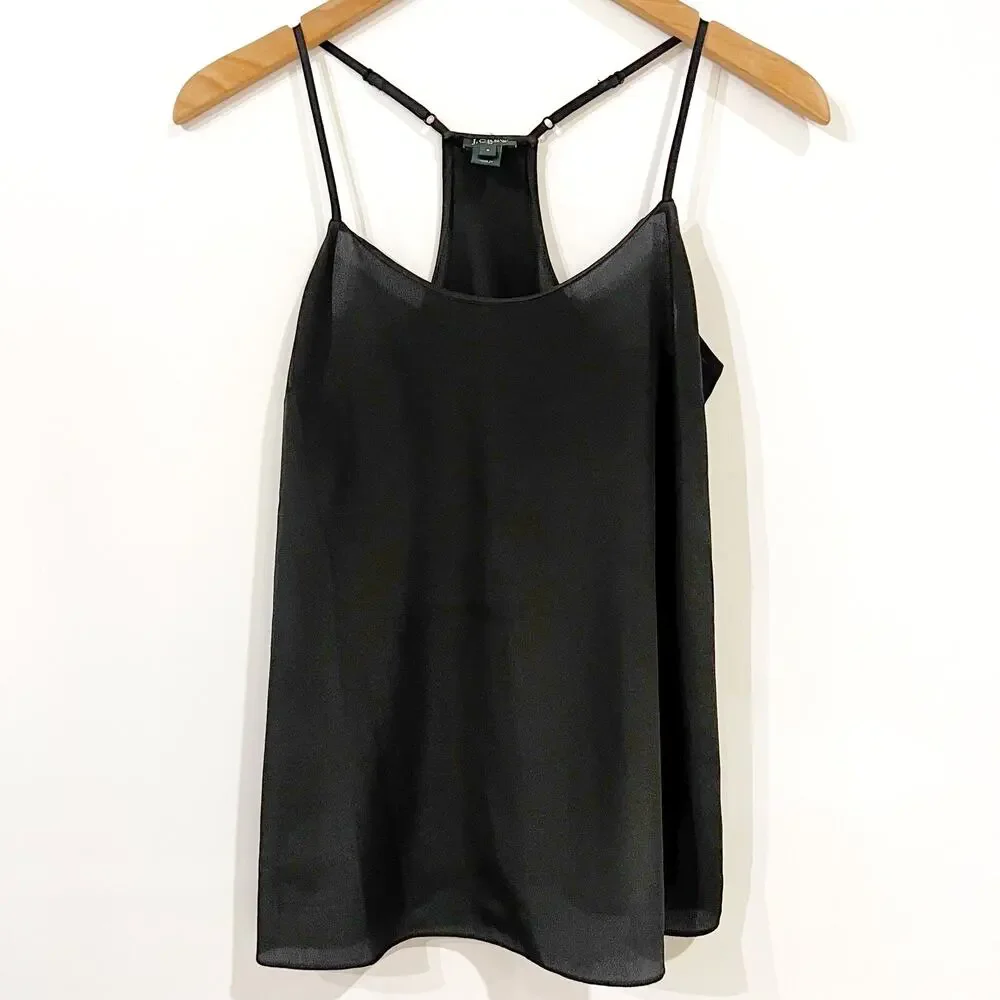 J. Crew Factory Racerback Silky Cami Top in Black - Picture 4 of 8